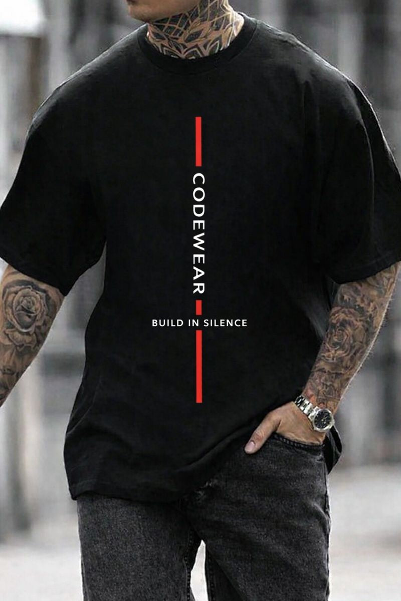 Build in Silence T-Shirt | CodeWear Developer Tee | Oversized Black T-Shirt