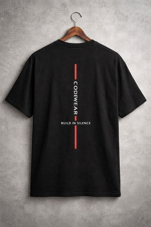 Build in Silence T-Shirt | CodeWear Developer Tee | Oversized Black T-Shirt