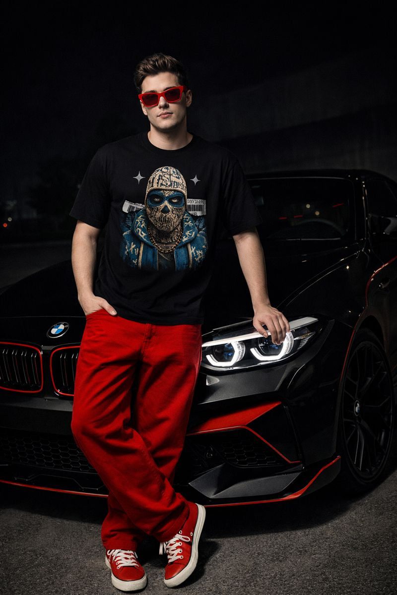 Skull Mask Graphic T-Shirt | Urban Streetwear Tee | CodeWear