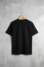 Plain black t-shirt back view - solid black no graphics