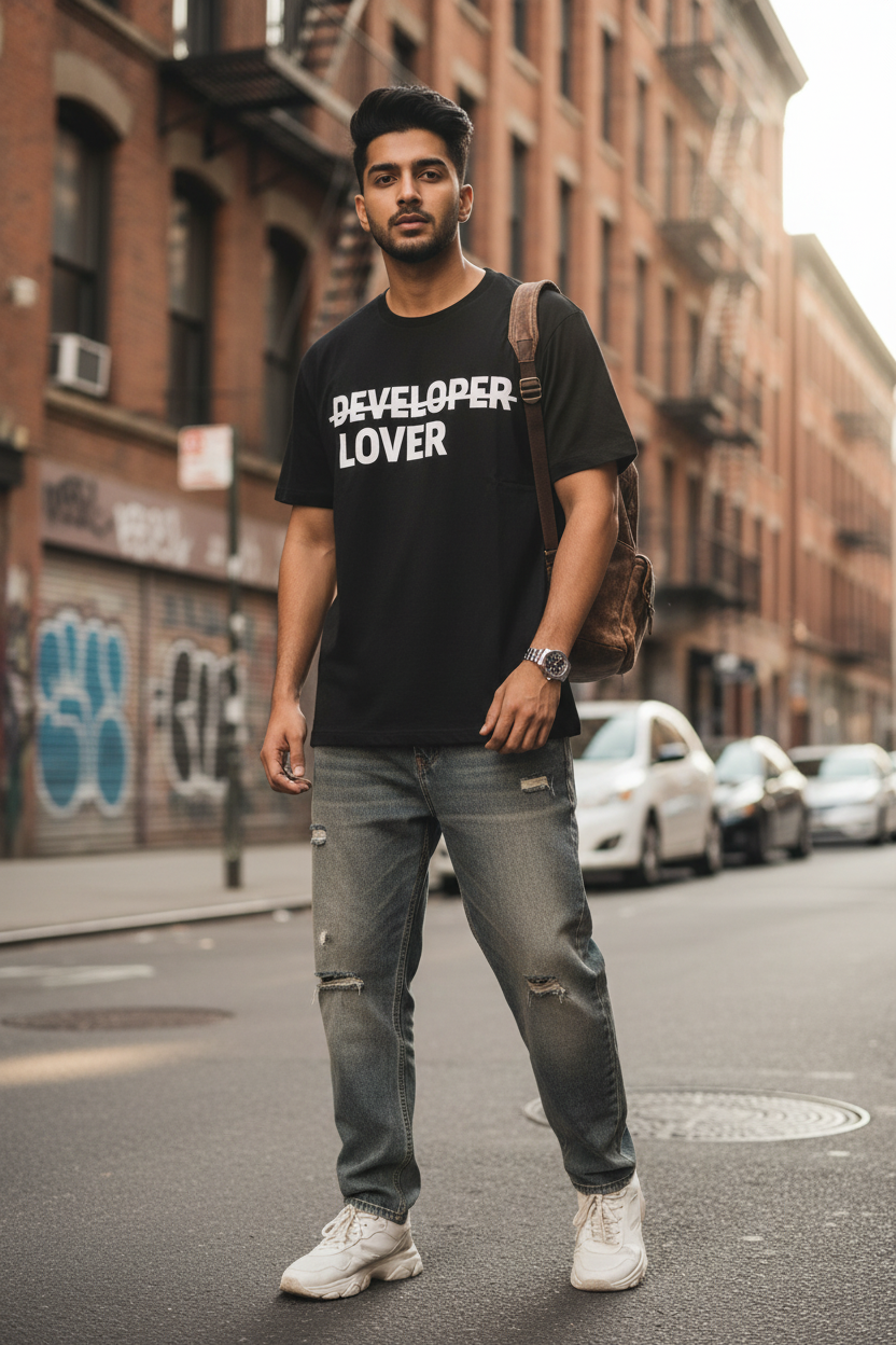 Developer Lover Strikethrough T-Shirt model shot front view