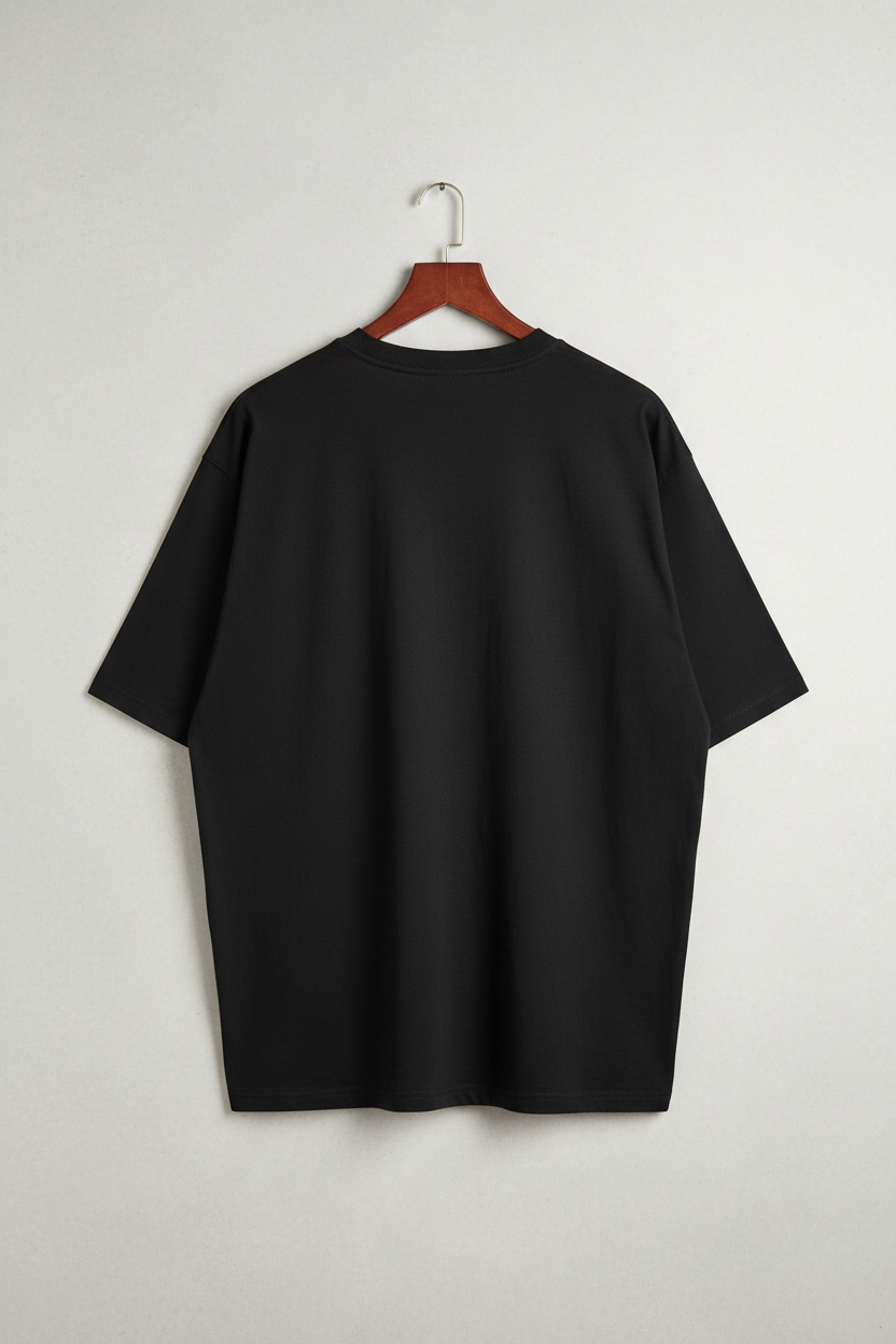 Plain Black T-Shirt Back View