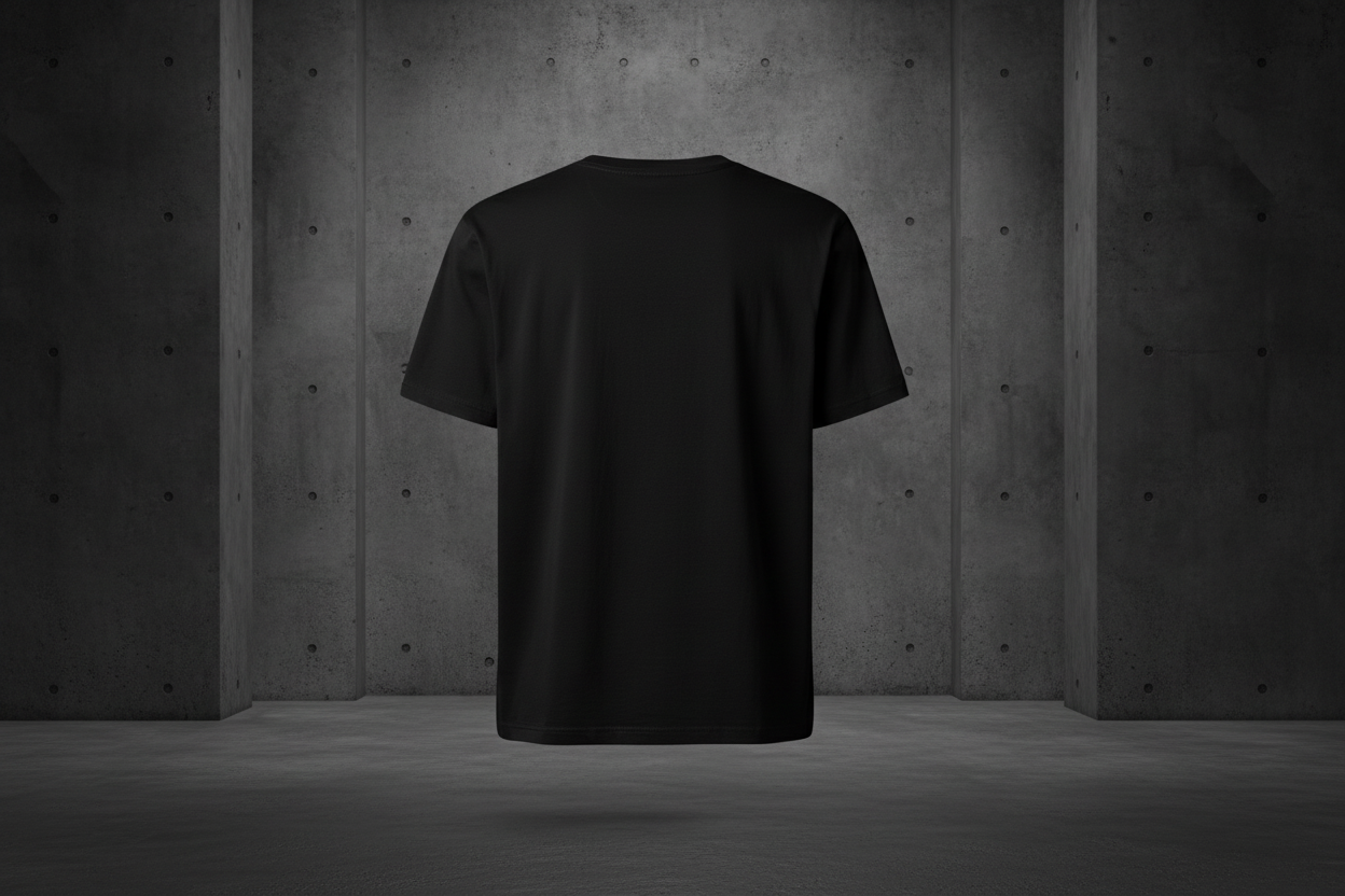 I AM OK t-shirt back view - plain solid black with no graphics