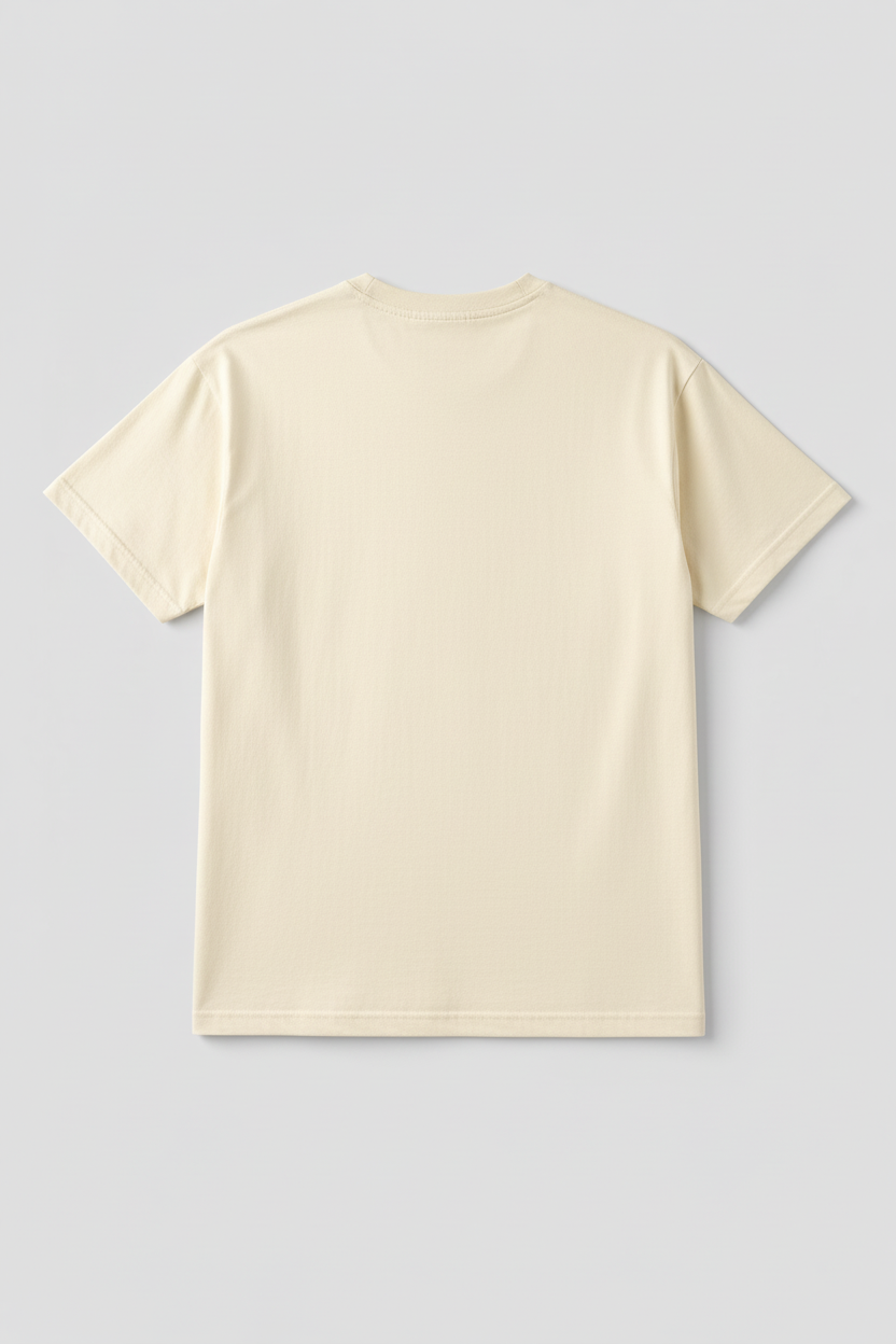 Think Different tiger graphic t-shirt back view in cream color