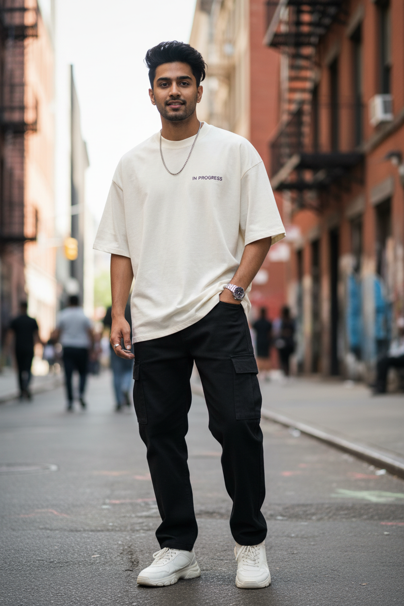 Not Finished Oversized T-Shirt model shot front view